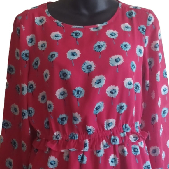J . Crew floral dress size 2.Red with Blue and off white flowers. Beautiful. - Picture 2 of 15